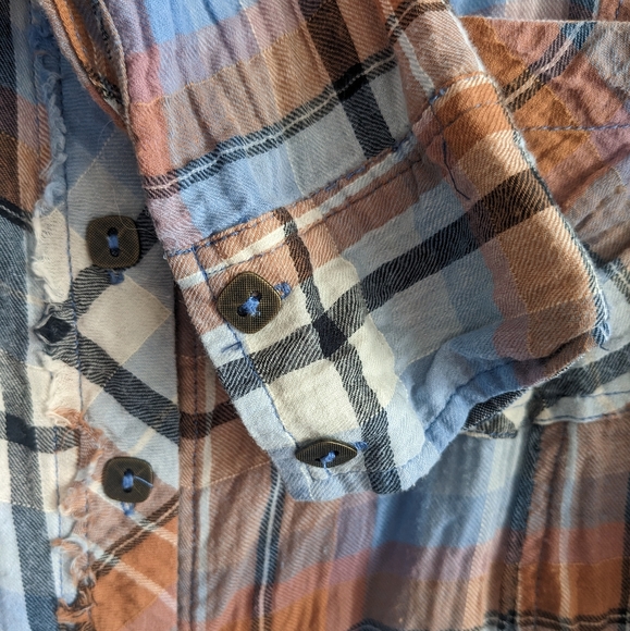 We The Free | Flyaway Plaid Chambray Cotton Shirt Size XS - Picture 8 of 9